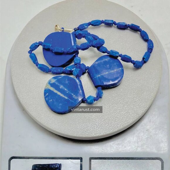 Blue Lapis Necklace, Handmade Gemstone Beaded Necklace, Natural Lapis Lazuli - Picture 2 of 13